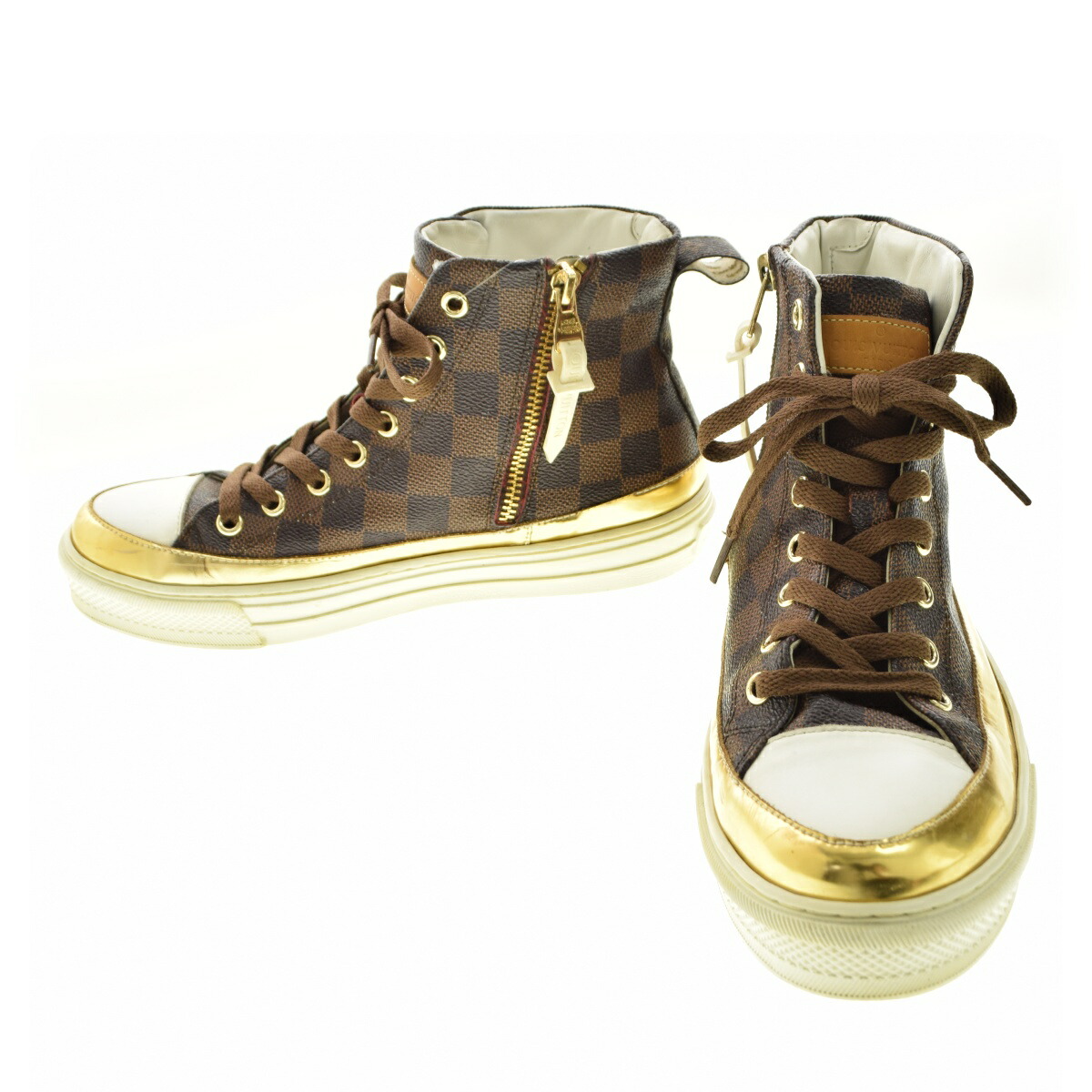 【中古】【期間限定値下げ】LOUIS VUITTON / ルイヴィトン 18年製 ステラーライン ダミエ モノグラム サイドジップ ハイカットスニーカー【cacfbaaf-z】