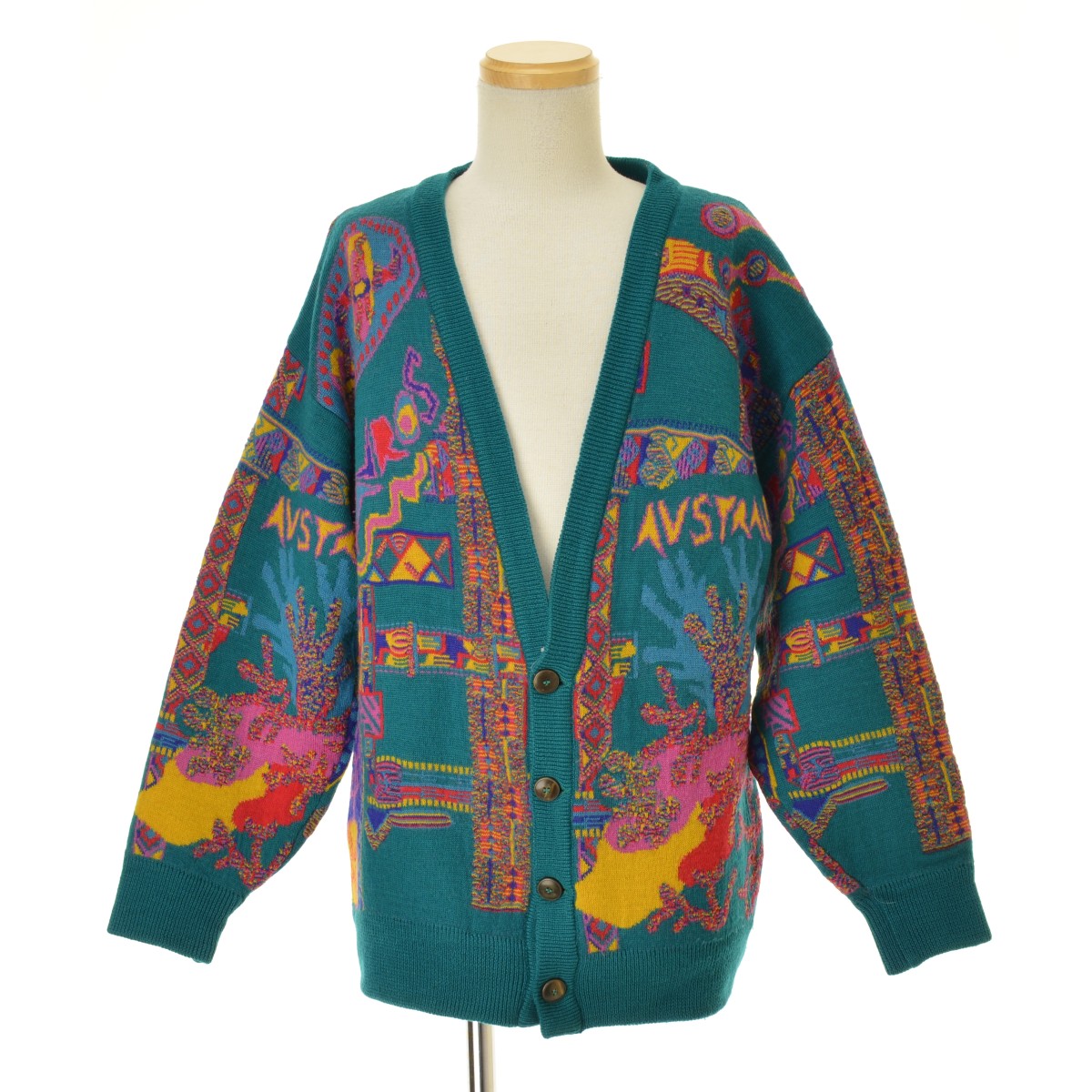 【中古】FAR HORIZONS オーストラリア製 総柄 3D ウールニット長袖カーディガン【cacfabaj-m】 6,545円