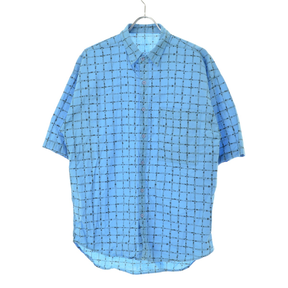 今週中まで最安値で販売中 AFB青のチェック柄 半袖シャツ スパンコール