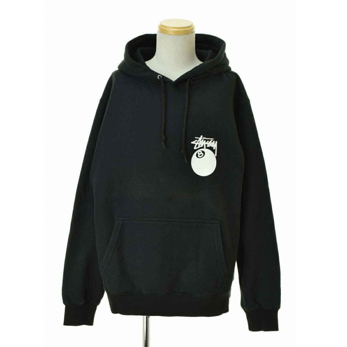 Stussy ブラック パーカー　化石ロゴ　old stussy STUSSY ステューシー パーカー 黒 ブラック XL センターロゴ