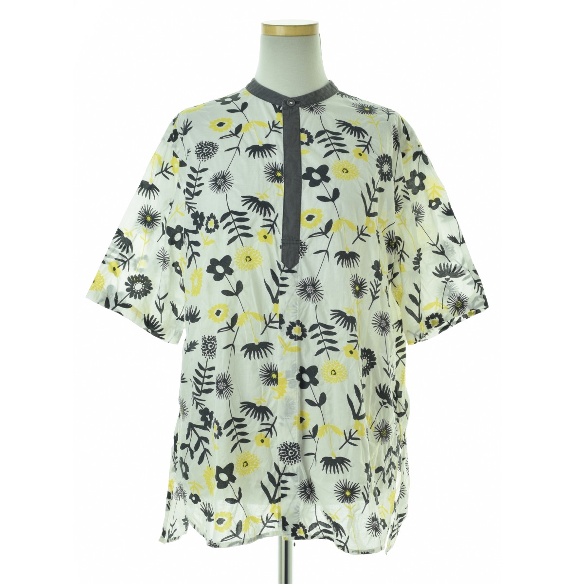 【中古】GRANDMA MAMA DAUGHTER / グランマ ママ ドーター 24SS GS2414101-701 バンドカラーチュニックシャツ五分袖チュニック【caceajda-l】