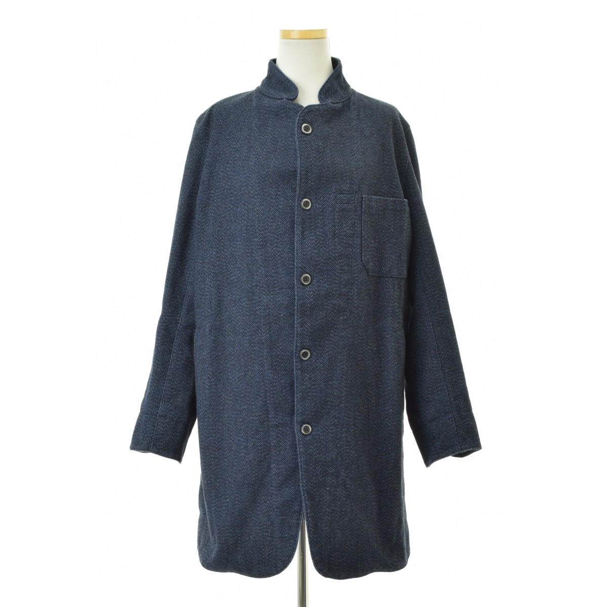 【中古】OUTIL / ウティ フランス製 インディゴ染め 刺し子 スタンドカラーコート【cacgadbf-l】