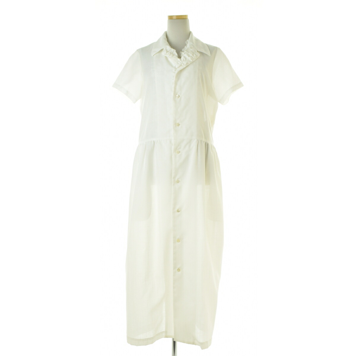 【中古】COMME des GARCONS robe de chambre / コムデギャルソンローブドシャンブル 90s AD1998 RO-100200 フリル ポリエステル シャツマキシ半袖ワンピース【送料無料】【cacgacag-l】