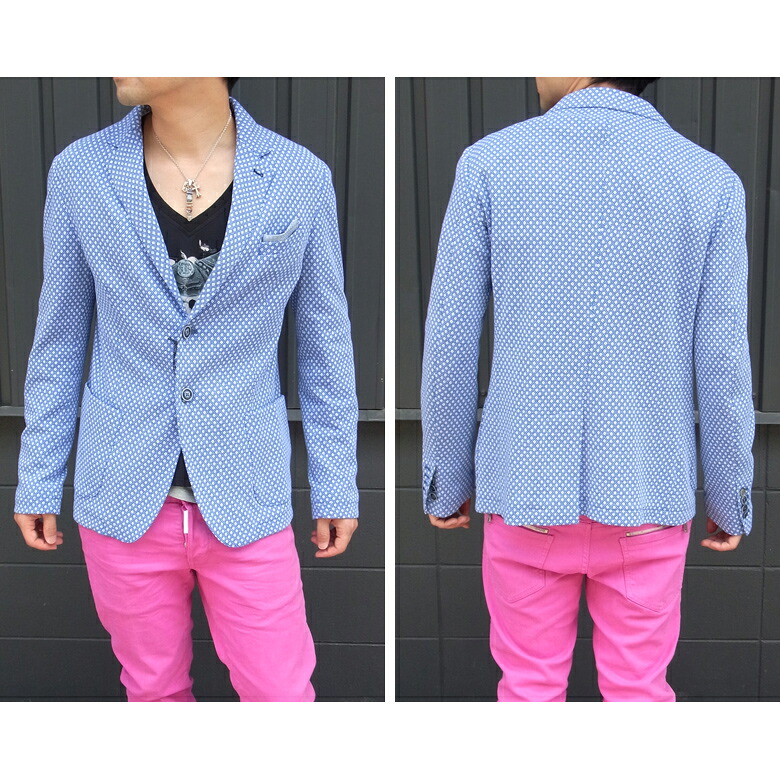 マッシモ レベッキ(MASSIMO REBECCHI) メンズ ダイヤ柄ジャケット センターベンツ/シングル 2ボタン2015SS春夏新作MASSIMO REBECCHI-QOB107U4【ブルー】|ブランドショップ 還元屋
