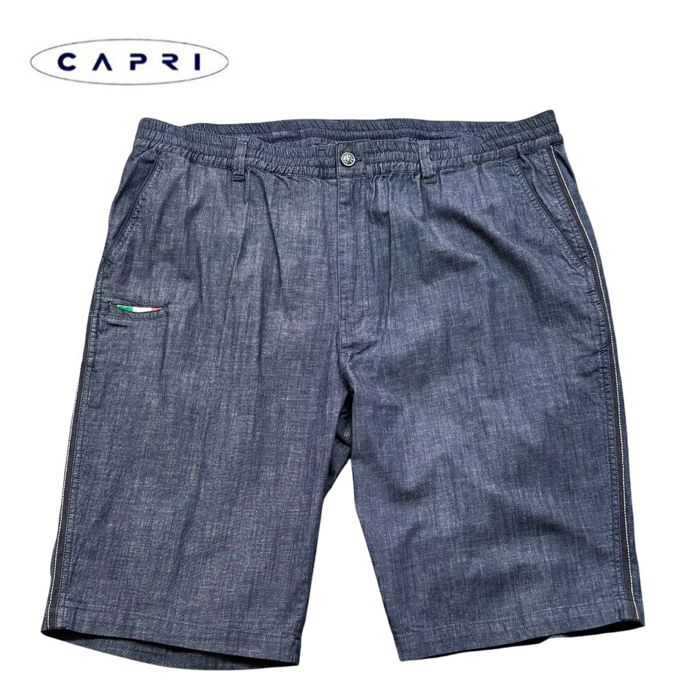カプリ（capri） メンズ 七分丈ハーフショートデニム サマーコットンパンツ 大人 40代 50代 メンズ ファッション 【ネイビー】
