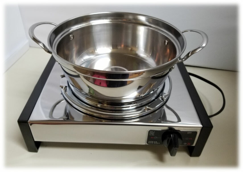 メーカー包装済 よもぎ蒸しステンレス製鍋と電気コンロとヨモギ蒸し服一枚 Kangkokusoap 爆売り Elanguageworld Com