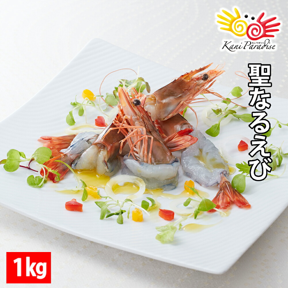 楽天市場 聖なる海老 1kg 31 40尾入り 生食 刺身 えび エビ ブラックタイガー 海水養殖 父の日 御中元 お中元 カニパラダイス