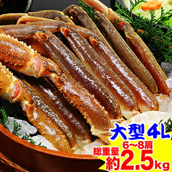 大型4L生ずわいがに肩脚 6～8肩（総重量約2.5kg）【送料無料】<br>［ 生ズワイガニ 生ずわいがに 生ずわい蟹 肩脚のみ ずわい蟹 ズワイ蟹 ズワイガニ かに ］