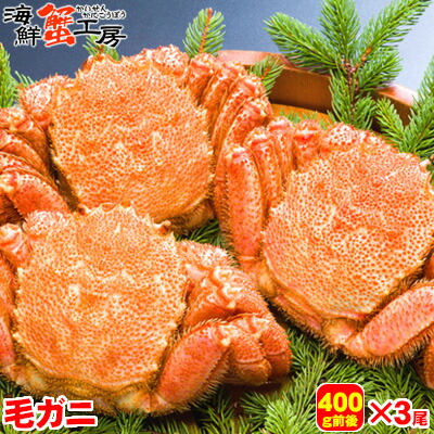 北海道 オホーツク海産 ボイル 毛がに 400g前後 3尾 <br>かに カニ 蟹 毛ガニ 毛蟹 蟹味噌 グルメ ギフト 御祝 御礼 <br>内祝 誕生日祝 母の日 父の日