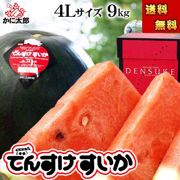 (送料無料) でんすけすいか 秀品 4L大型 9kg　黒い皮の中には赤の果肉、伝助・田助西瓜 ギフトに喜ばれる北海道のデンスケスイカ でんすけスイカ 旬のフルーツ通販 グルメ食品 フルーツ・果物 スイカ 黒皮スイカ でんすけスイカ お中元 御中元 ギフト