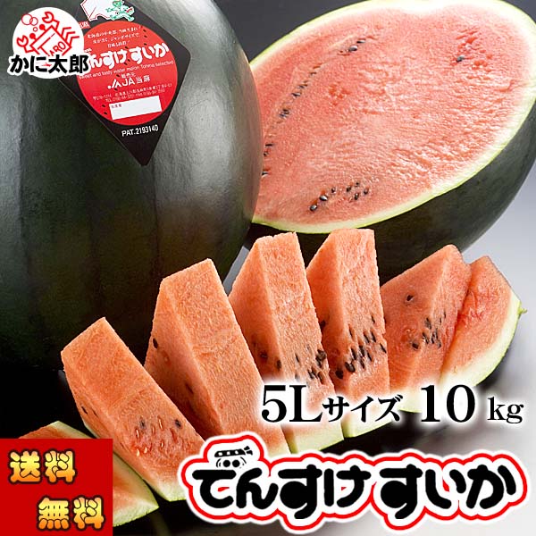 (送料無料) 特大 でんすけすいか 秀品 5L 10～11kg　黒い皮の中には赤の果肉、伝助・田助西瓜 ギフトに喜ばれる北海道 デンスケスイカ でんすけスイカ 旬のフルーツ通販 グルメ食品 フルーツ・果物 スイカ 黒皮スイカ でんすけスイカ お中元 御中元 ギフト