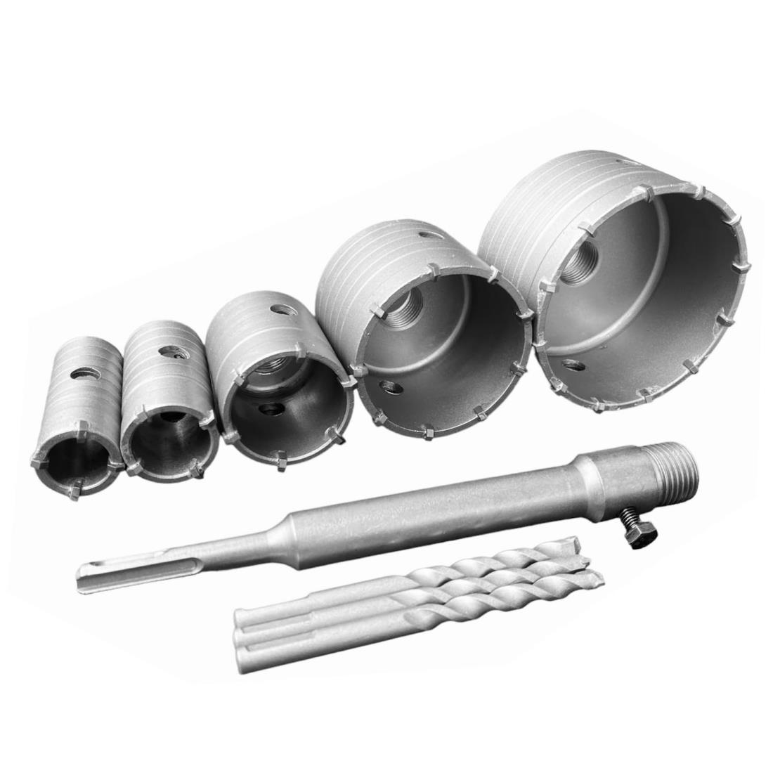 After7 超硬 コンクリート ドリル セット ホルソー ホールソー ロング sdsプラス (5点(30mm 35mm 50mm 75mm 100mm), ホールソーセット)