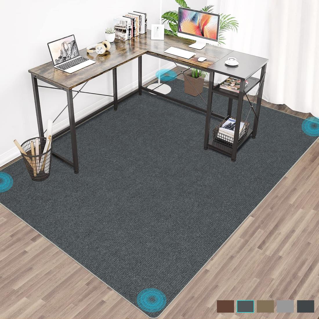デスク チェアマット 床保護【大判サイズ130 ×160cm 】PVC Hriiiiya ずれない4mmカーペットゲーミング椅子 フロアマット床傷防止 凹みキズ・防音椅子の下に敷くパッド 防カビ机下 セルフ粘着
