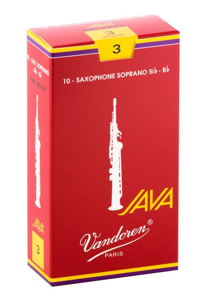 バンドーレン ソプラノサクソフォンリード ジャバ・ファイルド・レッドカット(JAVA FILED RED CUT) 硬さ:3 (10枚入)