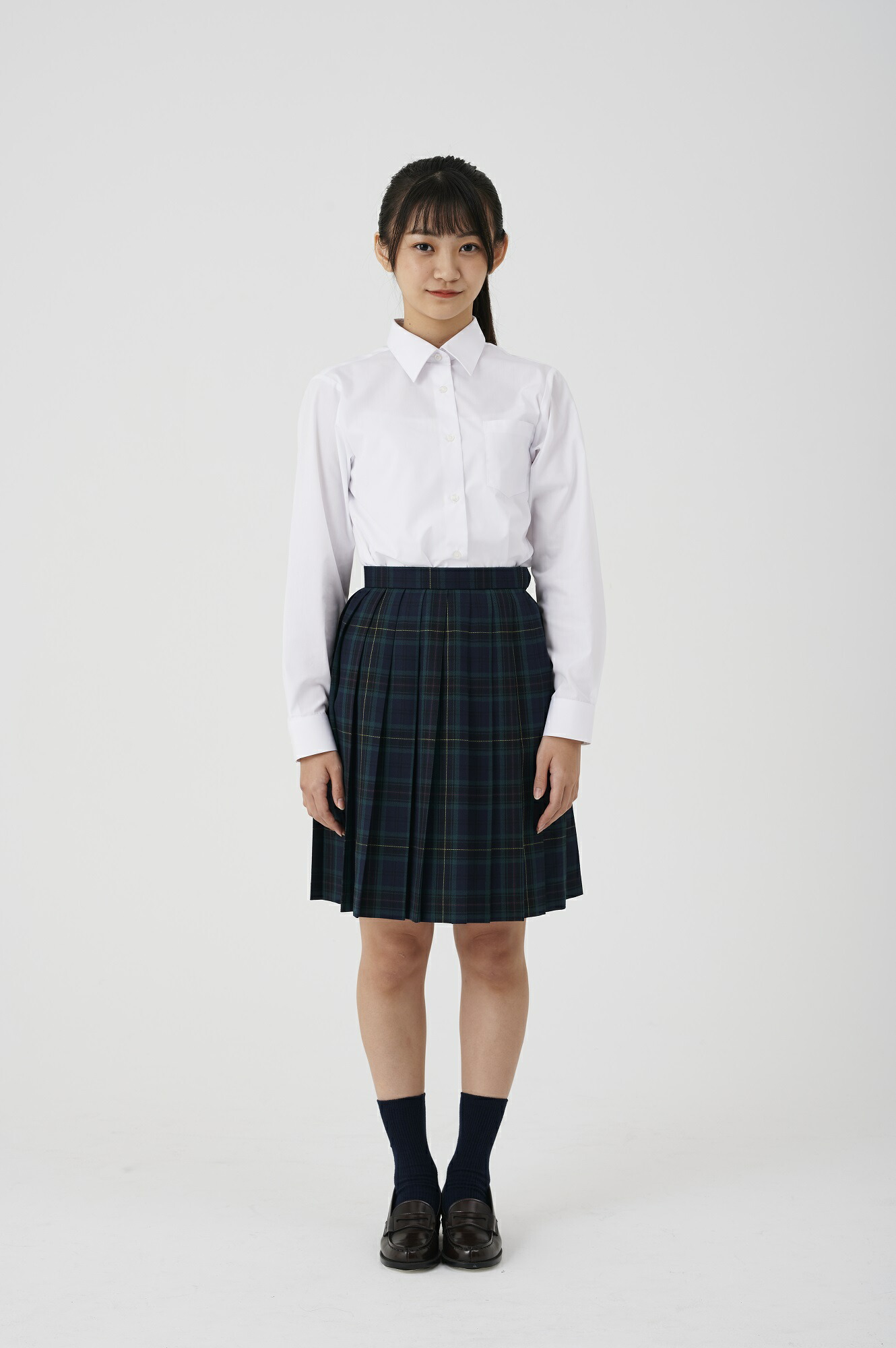 市場 スクールシャツ 制服 ワイシャツ 女子 白 形態安定 ブラウス シャツ 長袖 yシャツ レギュラーカラー カッター カンコー