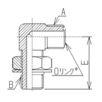 鉄製高圧継手 OR34タイプ 90°エルボ 並行ユニファイオネジ（フェイスシールタイプ） ×平行ガスオネジ（座付Oリング ） OR34-19U12 | 1・3/16U×G3/4(mm)