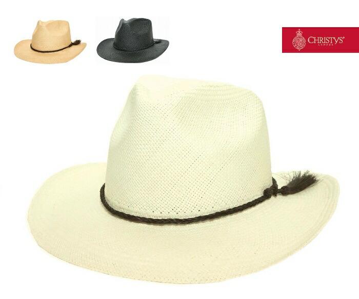 CHRISTYS' LONDON クリスティーズロンドン 18148 Cowboy Panama Hat カウボーイ本パナマハット 石目 馬毛ベルト おしゃれ 夏用