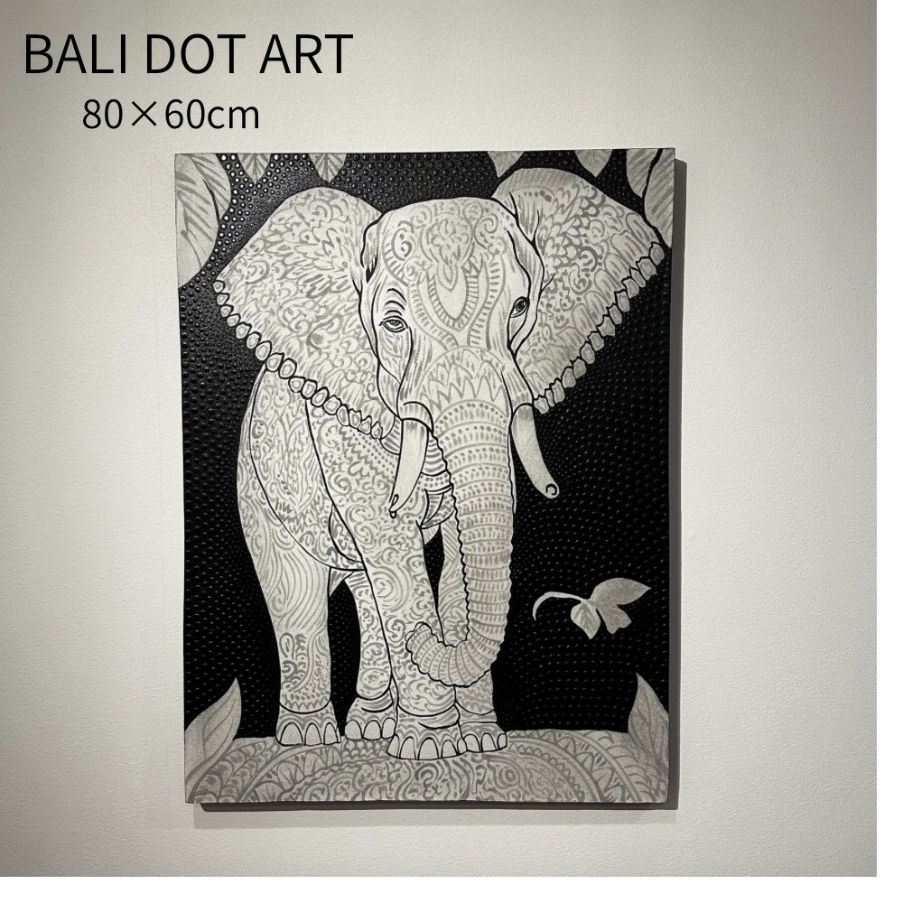 BALI ドットアート/[リアルエレファント] 80×60cm 送料無料 絵 絵画 アートパネル ゾウ ぞう 象 長方形 オシャレ おしゃれ アート カラフル モダンアート バリ バリ島 バリアート ホテルライク インテリア インテリア雑貨 バリ雑貨 KANMURYOU