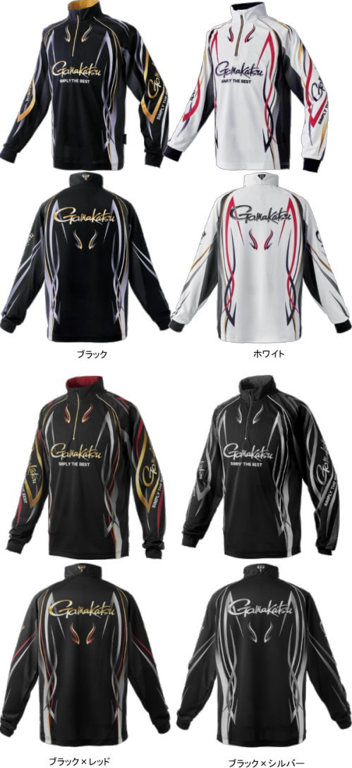 がまかつ2WAYプリントジップシャツ(長袖) GM3734ブラック×レッドL 2WAYプリントジップシャツ(長袖) GM3734 | がまかつ