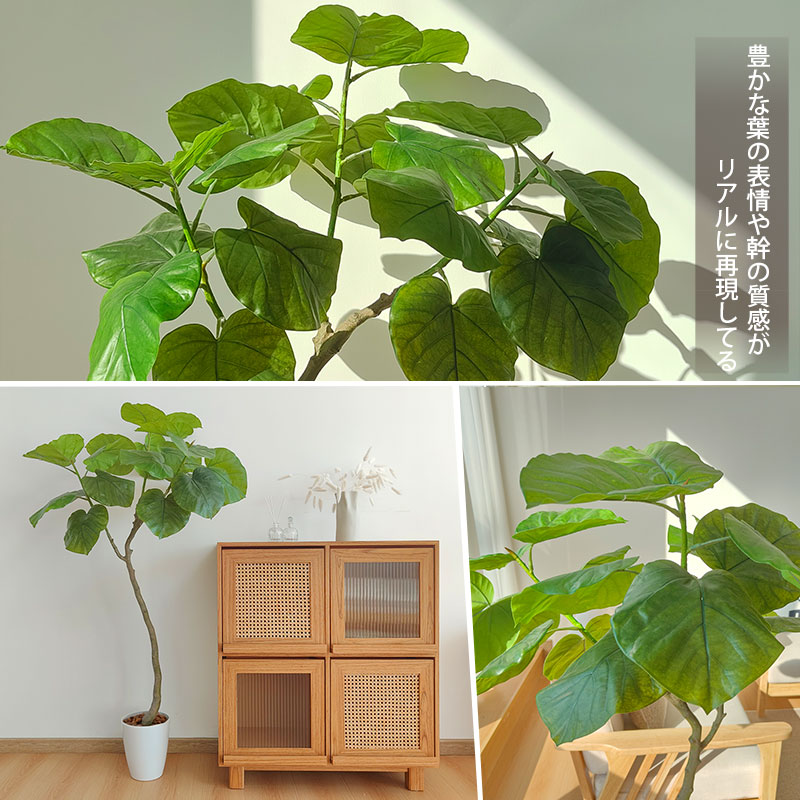 お買い物マラソンP10 RAKU 155cm ウンベラータ フェイクグリーン 大型 人工観葉植物 人工観葉樹 観葉植物 観葉樹 人工植物 人工樹木  盆栽 インテリアグリーン 鉢植 室内室外用 造花 鉢付 オフィス 開店祝い お手入れ簡単 水やり不要 虫害の心配なし 消臭 抗菌 造花・人工 ...