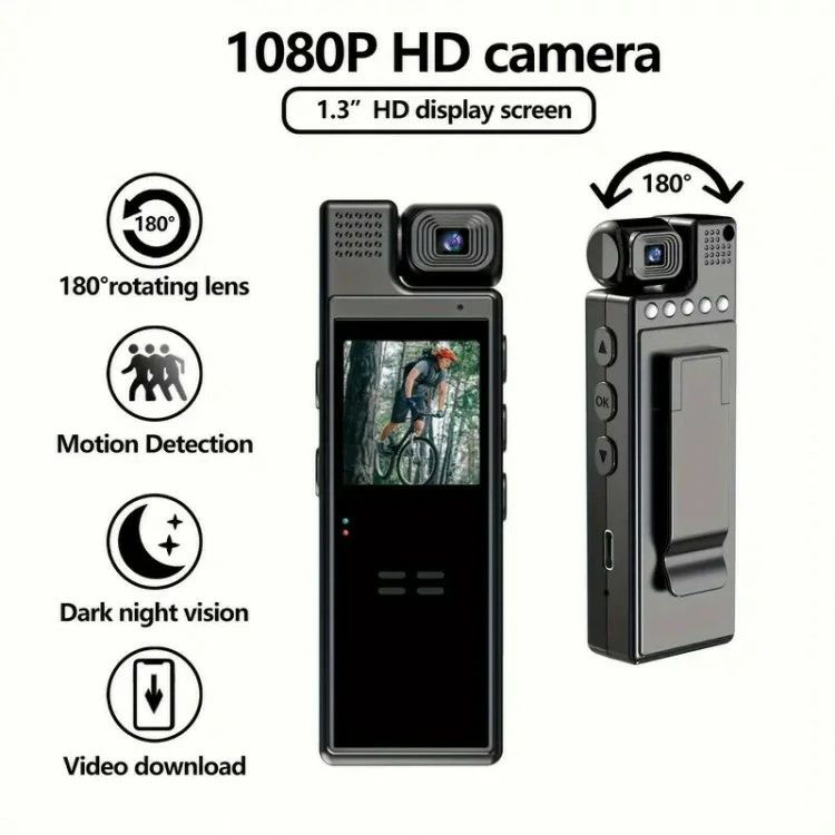 180°回転させる能力のある 遠さ取りまわし Wifiミ 携帯型 運動競技写真機 広角水晶体 固定ディスク液晶画面 4K パウダーコンパクト大きさ 超軽さ ウルトラ 防犯カ