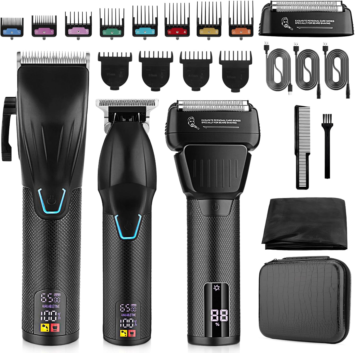 バリカンセット USB充電式 低騒音 大人/子供/家庭/業務用 ヘアカッター 電動バリカン 往復式シェーバー メンズシェーバー LCD表｜関西酒場ショップ