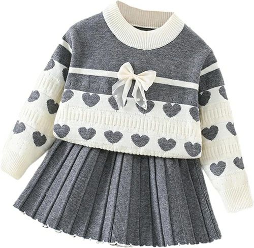 ガールズ 子供 トップス フォーマル カットソー トップス＋スカート ふんわり 秋冬 上下セット 可愛い 2点セット 長袖 キッズ 柔