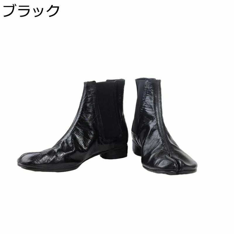 ショート丈 足袋シューズ ローヒール ゆったり ストレッチ オシャレ ドレープ 艶 チャンキーヒール レディース 柔軟性 ファンション 足袋型ブーツ 3CMヒール 春秋冬 婦人靴 スリッポン