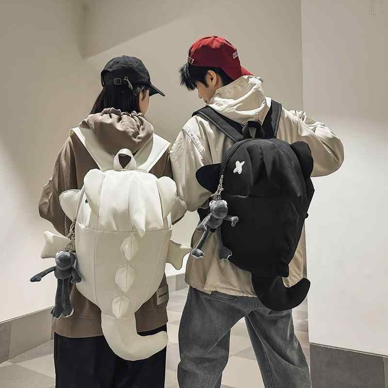 モンスター 大容量 メンズ 学生 面白い オックスフォード生地 恐竜 個性的 デイリーユース 通勤 PC収納 ユニークデザイン 普段使