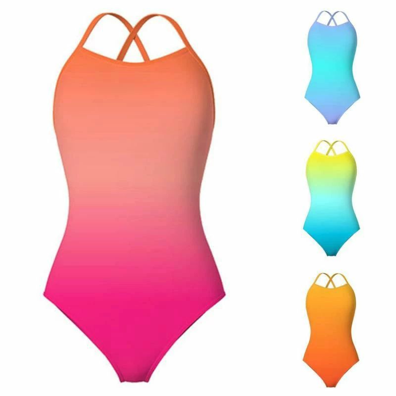 ピンク パープル オレンジ イエロー ブルー 吸水速乾 体型カバー 露出少なめ バックシャン 中低カット 練習用 スポーツ スイムウ