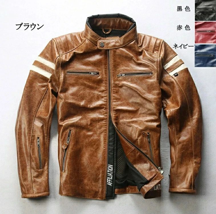 男性 牛革 無地 ミリタリージャケット バイクジャケット 防風 送料無料 本革革ジャン フライトジャケット メンズ 皮ジャン ライ
