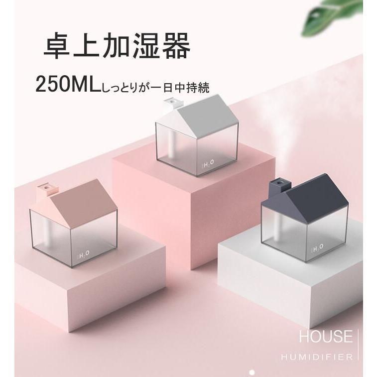 オフィス 七色LEDライト プレゼント 静音ミニ加湿器 空焚き防止 除菌 超音波式加湿器 超音波式 卓上 250ML大容量 持ち運び便利
