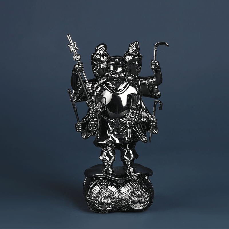 仏像 飾りつけ ミニ【三面大黒天】12糎 七福神 大黒天(さんめんだい味わいてん) 細密画仏像 三面経あがる大黒天 戦国史が基礎づけるした最強神 厄災除け 伝染病引き上げる 金運グッズ 開運グッズ 魔除け 銅器 (A)
