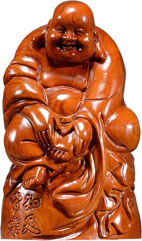 布袋様 木彫り 花梨木 御前上等生まれながらカリン材 七福神 布袋 様 布袋様の飾りつけ 布袋様 風水 布袋仏像(Size:高さ15 糎)