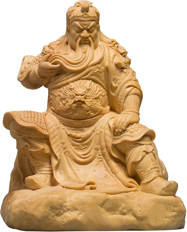 飾りつけ 図形 関羽 坐像 （ツゲ/柘植木彫り）三國将星つづき物 関羽 関雲長 関羽像 武神 【風水 開運 飾りつけ グッズ グッツ 個条】 金運引きあげる 御役目運 金運グッズ お引き立て華めく （原木）(Si