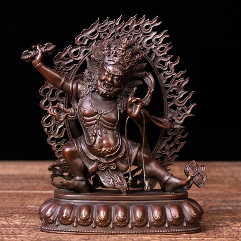 仏像【蔵王権化彫像】獅子の歯がみ形 金管楽器製 西蔵仏教 飾りつけ 神像 芸術品 銅製 仏壇仏像 祈る 厄除け 風水 魔除け 開運 巡り合わせ立ちなおる(Size:高さ7.5 x幅5.7 x奥ぶかさ3 糎)
