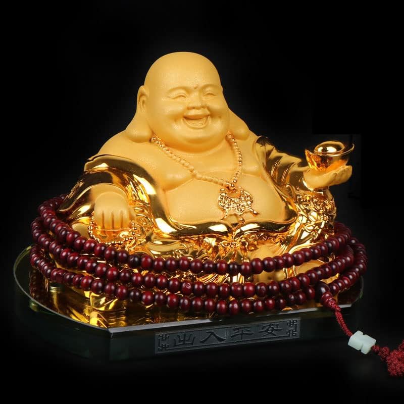 仏像 好いたらしい 布袋さんの飾りつけ 脂製 金色 七福神 布袋様 飾りつけ オブジェ 金運 手当て（高さ9.5cm×巾14cm×奥ふかさ9.7糎）(Color:08)