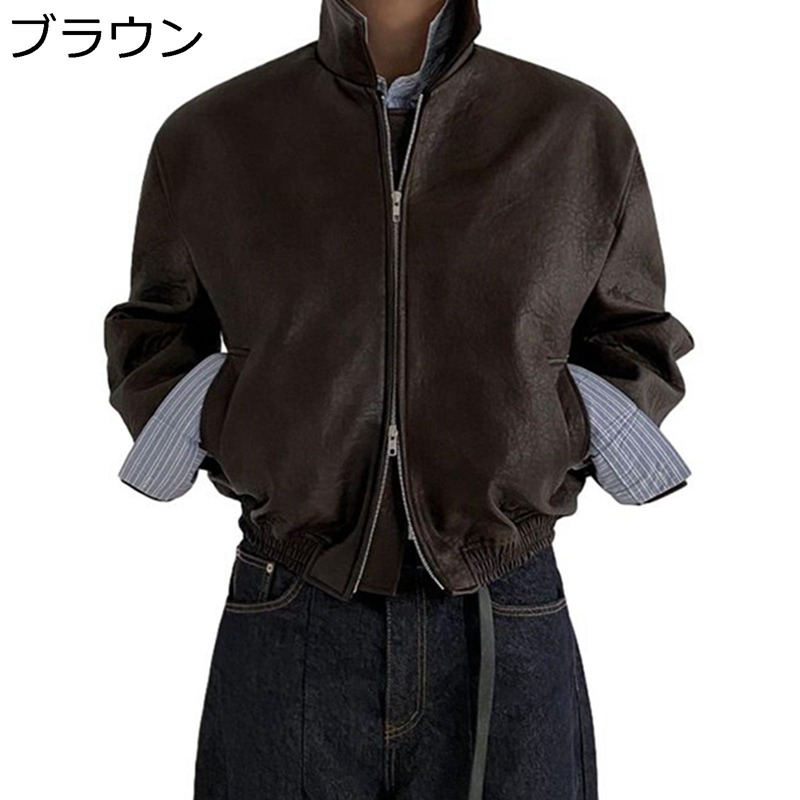 PUレザージャケット メンズ 保温 防風防寒 ライダース コート ゆったり 春秋 ポケット付き アウターウエア ブルゾン カジュアル ジッパー ショート丈 バイクジャケット 革ジャンパー|感謝マーケット