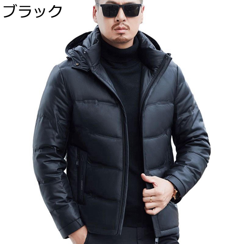メンズ 落ち込む厚地の外套 本革上衣 上衣 ボンネット取りはずし可 アウターウェア 秋冬服 ライダース 生あたたかい 防寒 防風 保温性 前掛け 羊肉 遊撃手丈 ゆったり 照明ランプ色合い