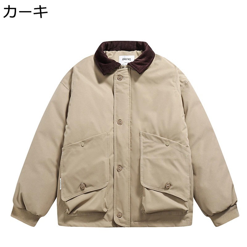 ブルゾン 中綿入り アウターコート メンズ 保温 防風防寒 ライダース ジャケット 折襟 厚手 かっこいい ゆったり 通勤 通学 アウトドア 登山 バイク用 春秋冬用 暖かい 防寒シャケット｜感謝マーケット