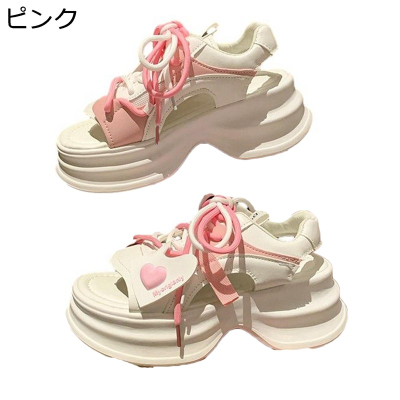 レディース サンダル 厚底靴 夏靴 6珊身の丈UP 愛くるしい ハート型 お嬢さん プラットホーム 吊りひも 走れる 口さかしい 座布団性 亭主もち 細見せかけ 心地よい 流行り 口さかしい 通い通学 事務室