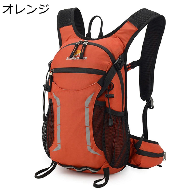 リュックサック 給水バッグ付き(1.5L) ハイキングバッグ ザックリュック ザック 登山 バックパック マルチポケット 大容量 アウトドアリュック デイパック 軽い 撥水 快適 オレンジ ブルー レッド 黒｜感謝マーケット