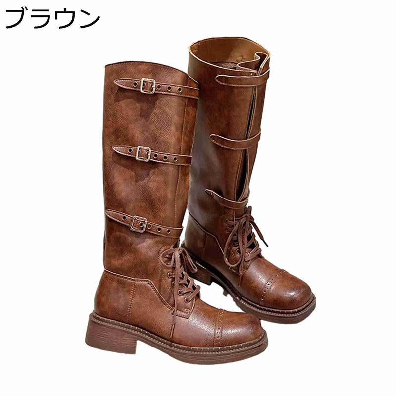 ロングブーツ 高筒 膝上 レディース 乗馬ブーツ ストレッチチップ 三連ベルト ジョッキーブーツ 本革 足細 コンフォート 履きやすい フェミニン パンク系 レトロ 秋冬 ソフト 防滑 カジュアル 通学|感謝マーケット