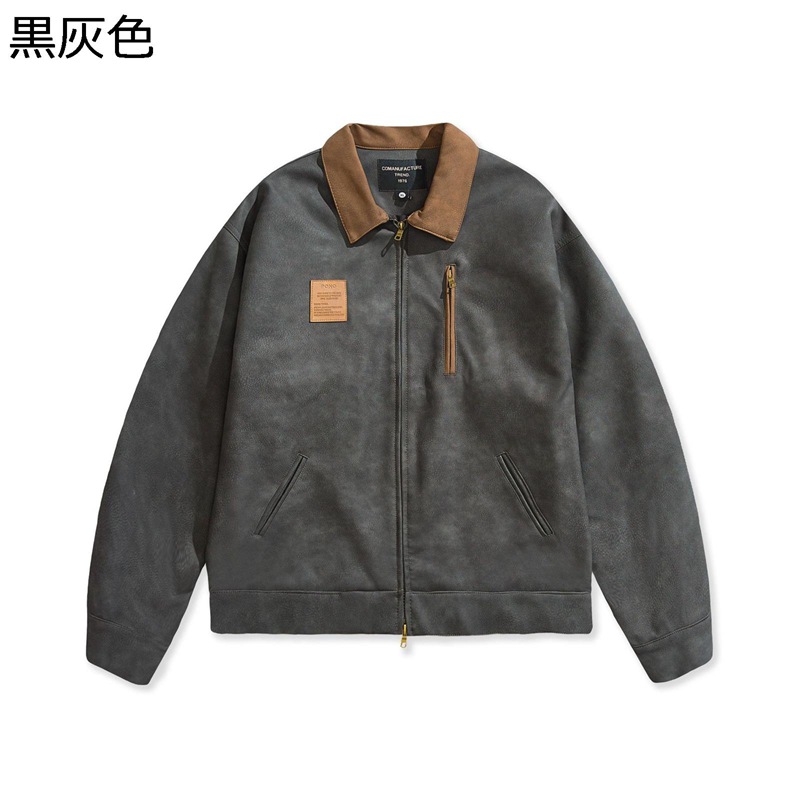 ラエコ革ジャン 長袖 ライダースジャケット メンズ ショート丈 S-4XL ミリタリージャケット バイカラー アメカジ ヴィンテージ ジッパー ラペル 合皮 普段着 冬物 秋着 カフライトジャケット 個性|感謝マーケット