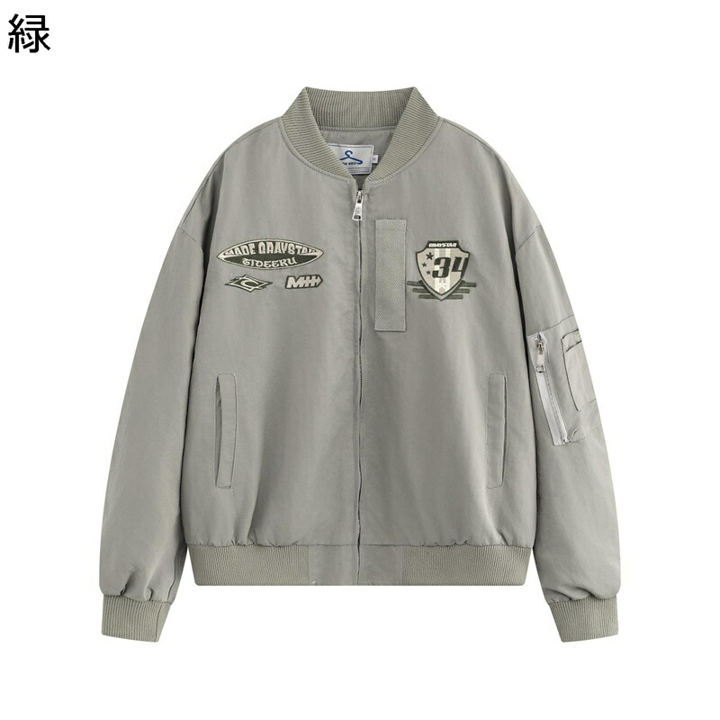 メンズ 飛翔上衣 MA-1上衣 上衣 防寒 防風 前掛け 紋章 スタジャン 年月アウター 上衣 カジュアルアウター ビッグ影ぼうし 無地 表どおり