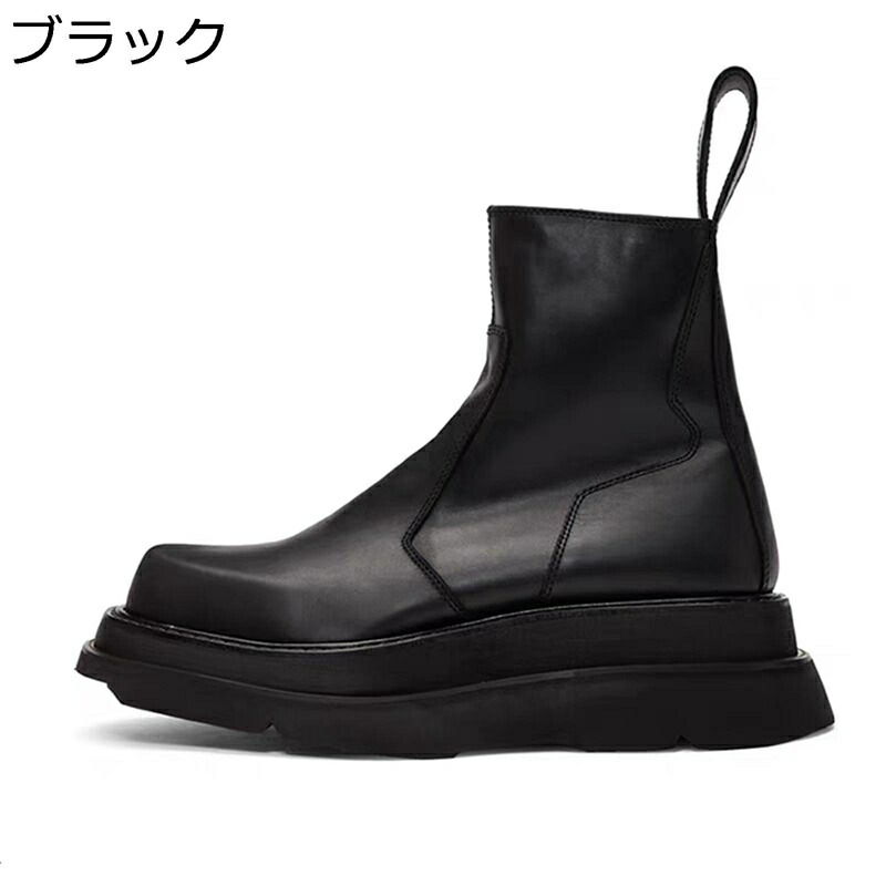 ショートブーツ 厚底 ワークブーツ メンズ 本革靴 サイドジップ 秋冬春 ミドルカット オシャレ 短靴 暖か 保温 手作り 防滑 ベーシック トラベル 旅行用 ストリート系 プレーントゥ 大きいサイズ|感謝マーケット