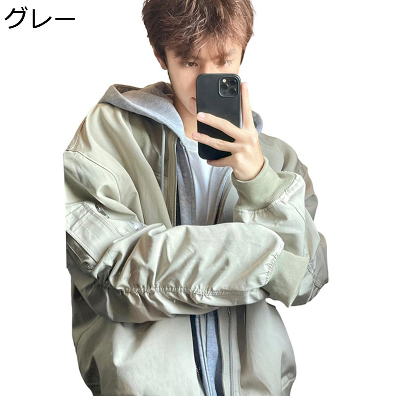 飛行上衣 メンズ上衣 防寒 防風 上衣 花の冠yd かっこいい 紋章 INS風 ビッグ影ぼうし 立て襟 カジュアルスタジャン アウター 秋冬着 デイリー 普段着 出かける