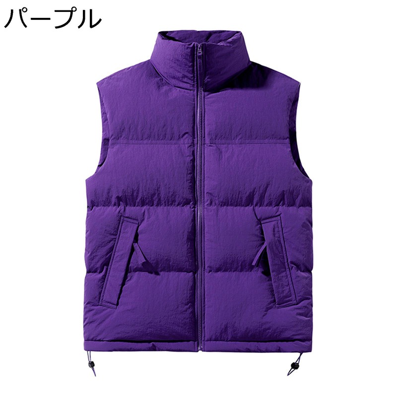 中綿ベスト 秋冬春 メンズ 暖かベスト 立ち襟 シンプル 防寒対策 チョッキ 無袖 アウター 無地 ショート 厚手 カジュアル アウトドア キャンプ バイク 大きいサイズ ユニセックス