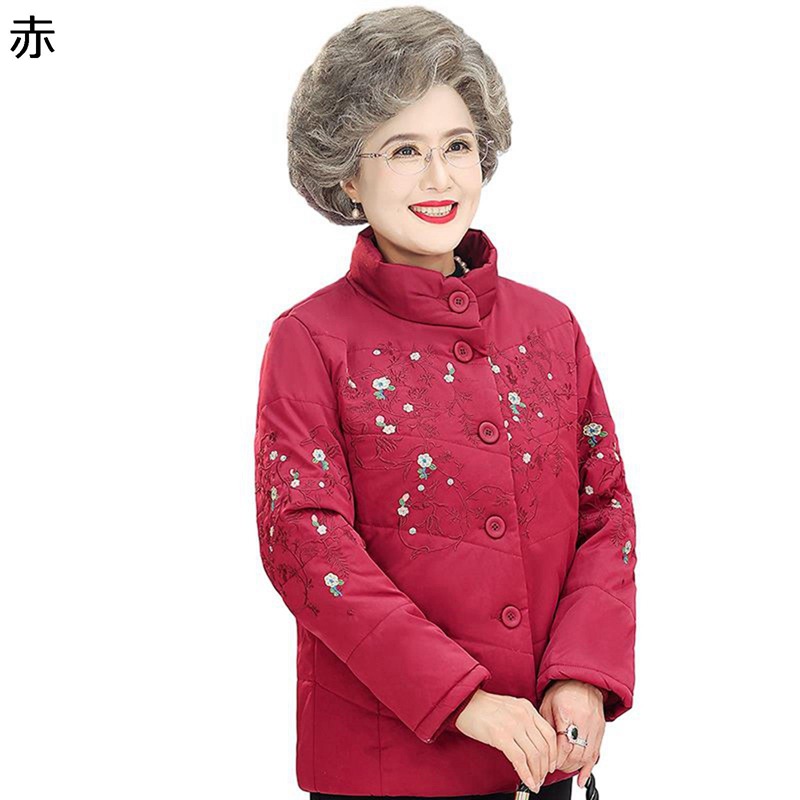 中綿ジャケット レディース 婦人 刺繍 花柄 中綿 綿入れジャケット 綿服 タートルネック 花 長袖 長袖 お年寄り 中高年 母の日 ギフト 50-70代 秋冬服 暖か 柔らかい 女性用 お洒落 日常|感謝マーケット