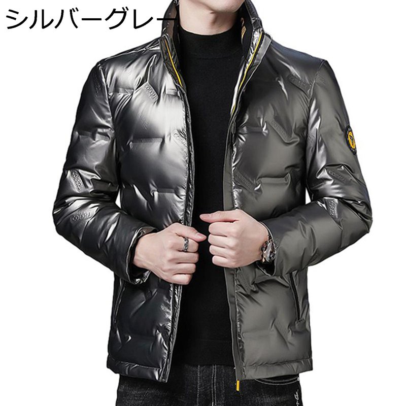 冬用 メンズ ダウンジャケット ショート丈 ダウンコート 厚手 防寒着 アウター 立襟 フェザー 光沢 ブルゾン 保温 あったか カッコイイ おしゃれ カジュアル 普段着 通勤 通学 アウトドア｜感謝マーケット